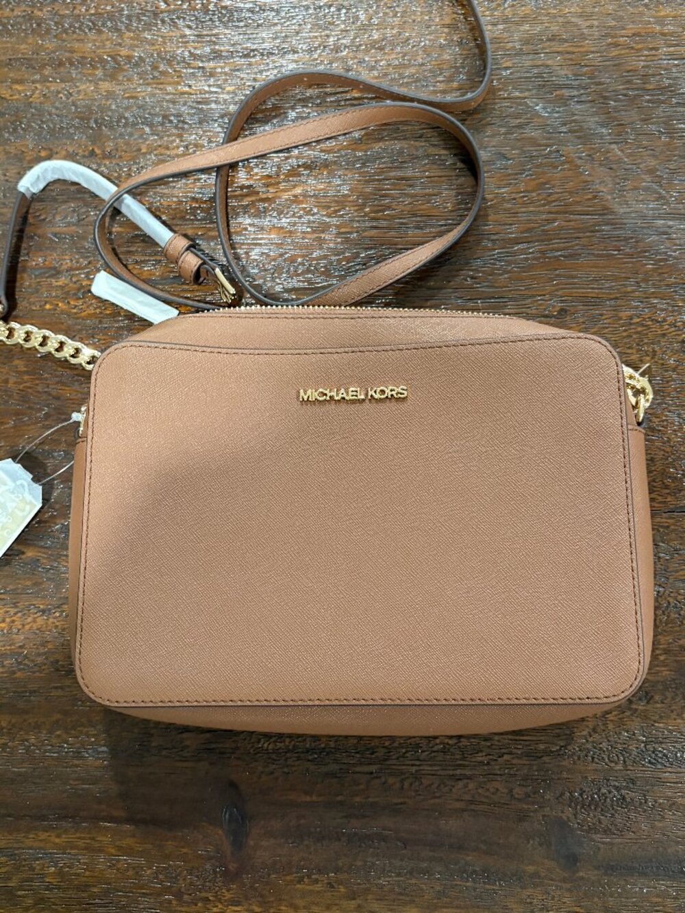 Michael Kors Jet Set Item Luggage LG EW Crossbody Leather Dark Brown NWT